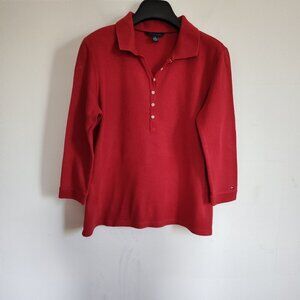 Ladies SZ M Tommy Hilfiger Three-Quarter Sleeve Polo